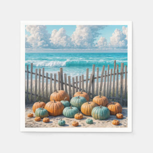 Servilleta De Papel Calabazas otoñales en una playa