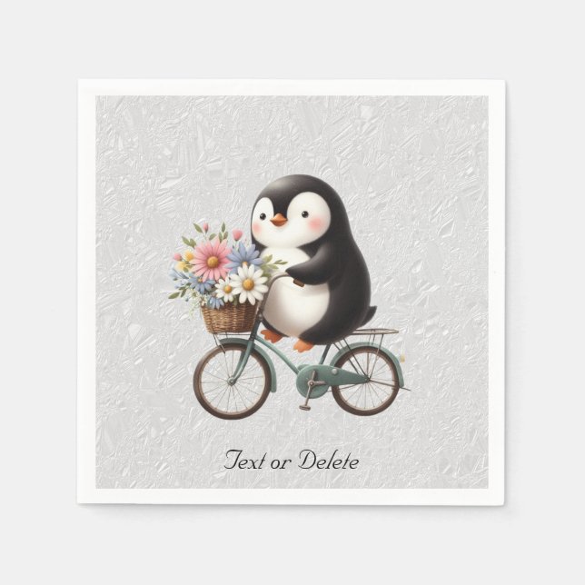 Servilleta De Papel Calabazas Penguin para bicicleta floral (Anverso)