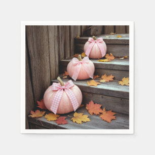 Servilleta De Papel Calabazas rosadas de otoño y hojas de otoño