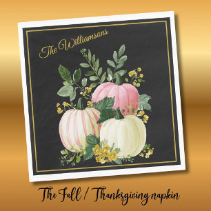 SERVILLETA DE PAPEL CALABAZAS ROSADAS, FLORALES Y PERSONALIZADAS PARA