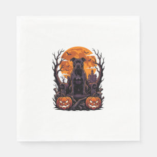 Servilleta De Papel Calabazas Trono Pitbull Negro Halloween Luna Llena