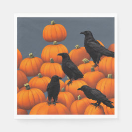 Servilleta De Papel Calabazas Y Crows - Ternera de papel