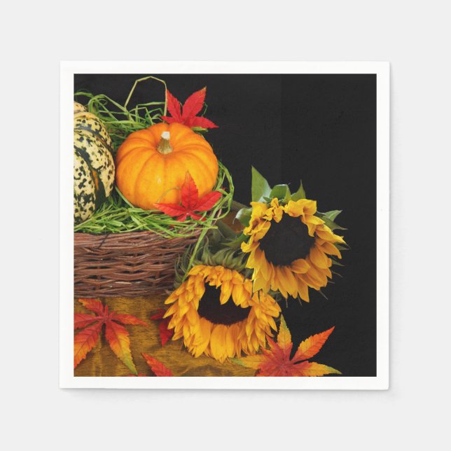 Servilleta De Papel Calabazas y girasoles (Anverso)
