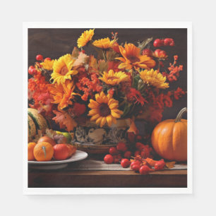 Servilleta De Papel Calabazas y girasoles de Acción de Gracias