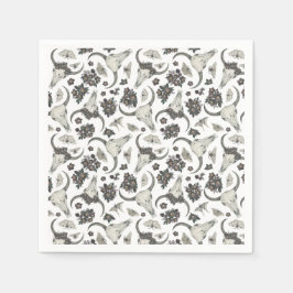 Servilleta De Papel Calavera animal gótica con patrón de flores