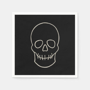 Servilleta De Papel Calavera - Blanco negro y blanco hueso