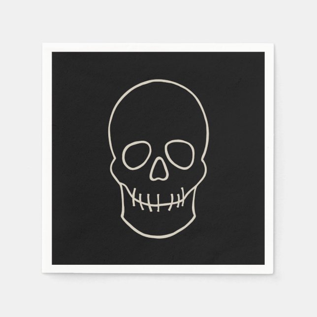 Servilleta De Papel Calavera - Blanco negro y blanco hueso (Anverso)