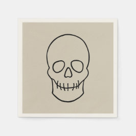 Servilleta De Papel Calavera - Blanco óseo y negro mural