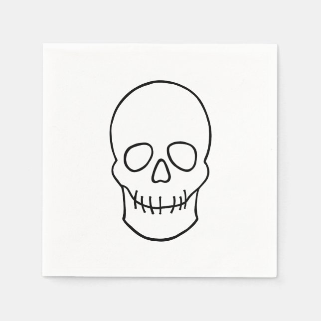 Servilleta De Papel Calavera - Blanco y negro (Anverso)