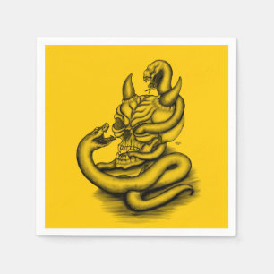 Servilleta De Papel Calavera - Cabeza malvada con serpiente