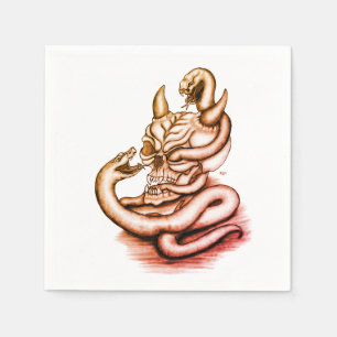 Servilleta De Papel Calavera - Cabeza malvada con serpiente