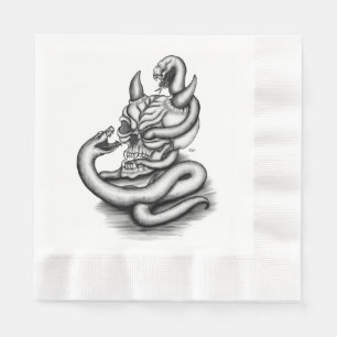 Servilleta De Papel Calavera - Cabeza malvada con serpiente