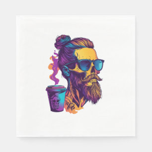 Servilleta De Papel Calavera Caffeinada - Funny Barista Skeleton