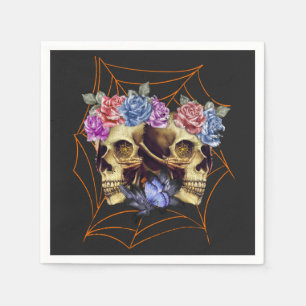 Servilleta De Papel Calavera con Rosas, Halloween gótico