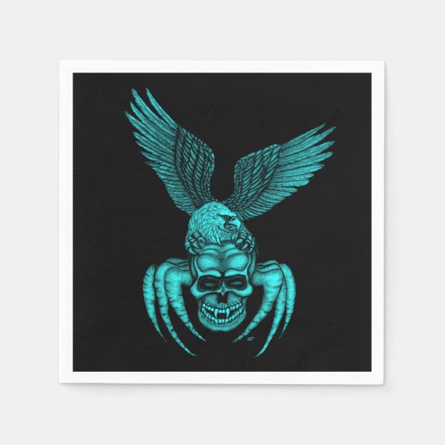 Servilleta De Papel Calavera de araña con águila (Anverso)