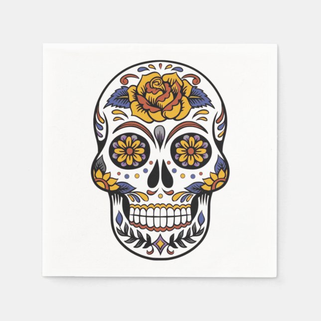 Servilleta De Papel Calavera de Azúcar (Anverso)