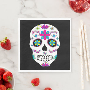 Servilleta De Papel Calavera de azúcar colorida mexicana