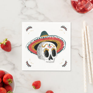 Servilleta De Papel Calavera de azúcar con Halloween en Sombrero