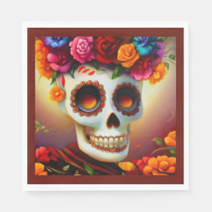 Servilleta De Papel Calavera de Azúcar del Día de Muertos 4