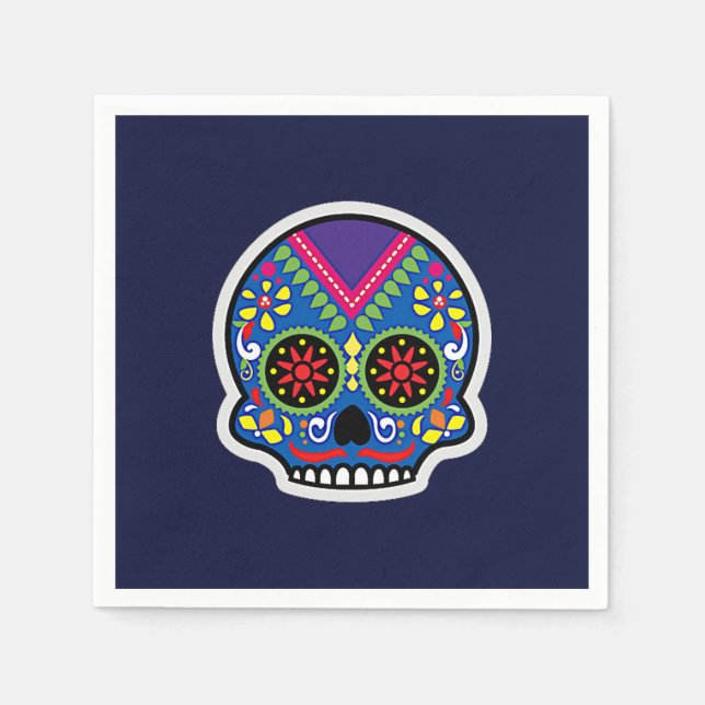 Servilleta De Papel Calavera de azúcar Dias de los Muertos (Anverso)