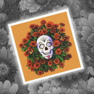 Servilleta De Papel Calavera de azúcar Marigold Dia de Los Muertos Hal