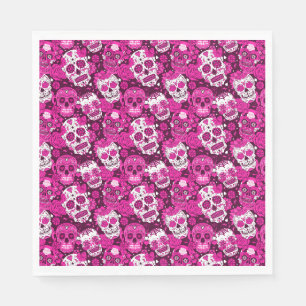 Servilleta De Papel Calavera de azúcar rosa patrón ornamental floral