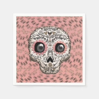 Calavera de Azúcar Rosa y Dorado Fiesta Divertida