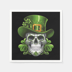 Servilleta De Papel Calavera de azúcar St Patrick's Day Shamrock