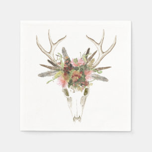 Servilleta De Papel Calavera de ciervos y flores