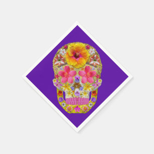Servilleta De Papel Calavera de flores 4 - Tropical