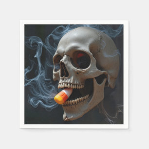 Servilleta De Papel Calavera de Halloween mordiendo maíz dulce