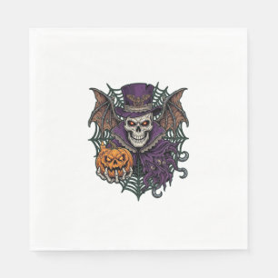 Servilleta De Papel Calavera de Halloween Sombrero Alto Alas de Murcié