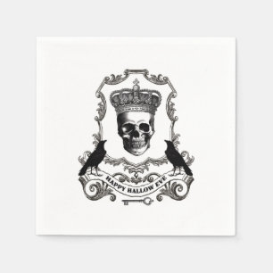 Servilleta De Papel Calavera de Halloween vintage moderna con corona