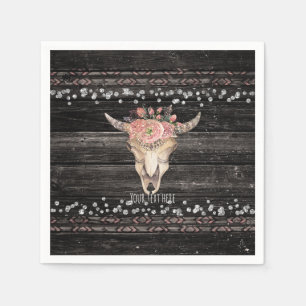 Servilleta De Papel Calavera de vaca floral rústica Boho Chic glamour