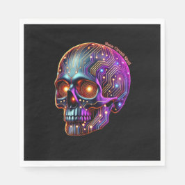 Servilleta De Papel Calavera en el circuito de Neon de Halloween