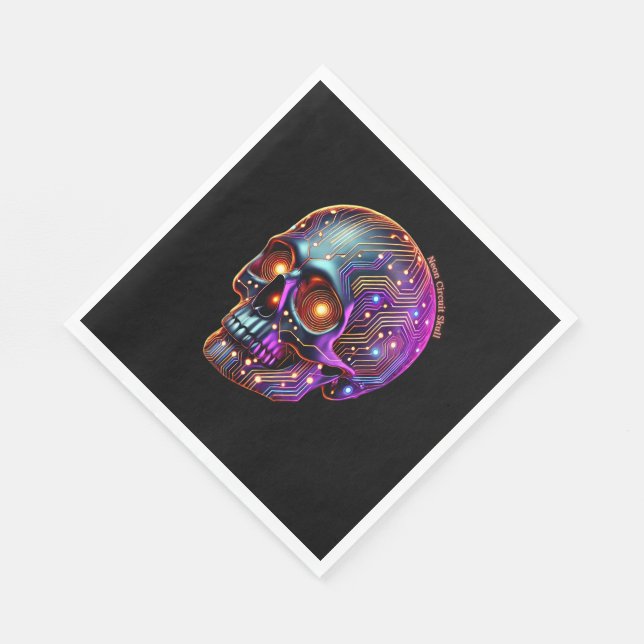 Servilleta De Papel Calavera en el circuito de Neon de Halloween (Esquina)