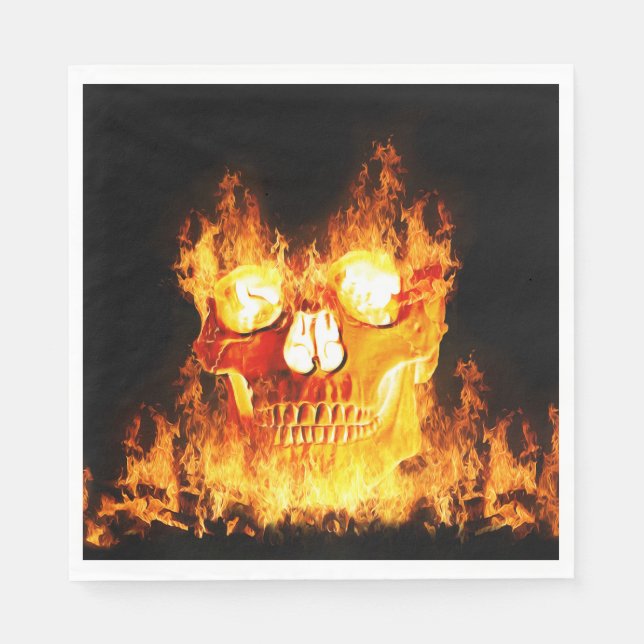 Servilleta De Papel Calavera en llamas (Anverso)