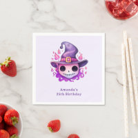 Calavera en sombrero de bruja Cumpleaños caprichos