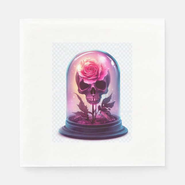Servilleta De Papel Calavera en vidrio Rosa (Anverso)