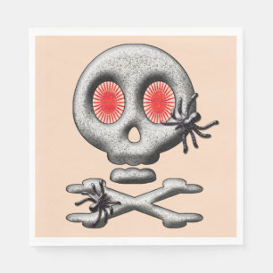 Servilleta De Papel Calavera espeluznante clásica de Halloween y araña
