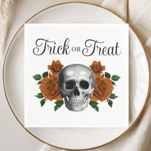 Servilleta De Papel Calavera Floral Gótica Halloween Truco o Trato