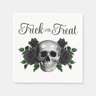 Servilleta De Papel Calavera Floral Gótica Truco o Trato Halloween