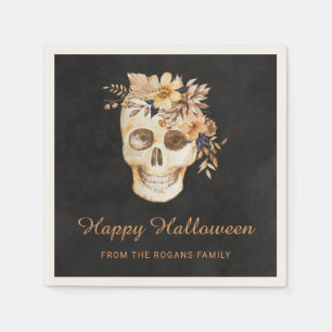 Servilleta De Papel Calavera Floral Rústica Halloween