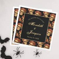 Calavera gótica rosa roja Boda de Halloween negro