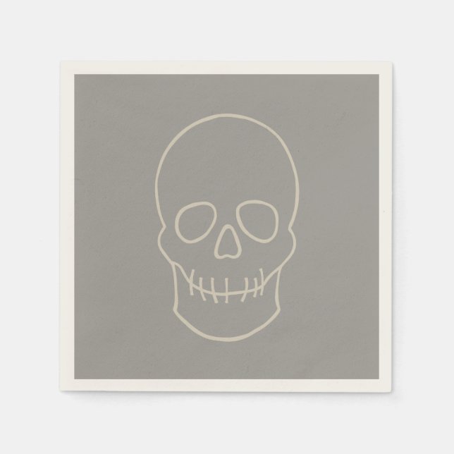 Servilleta De Papel Calavera - Gris fantasma y blanco óseo (Anverso)