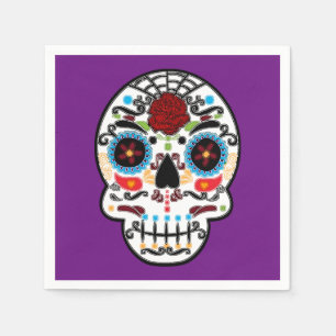 Servilleta De Papel Calavera Mexicana Fiesta de Esqueleto de azúcar