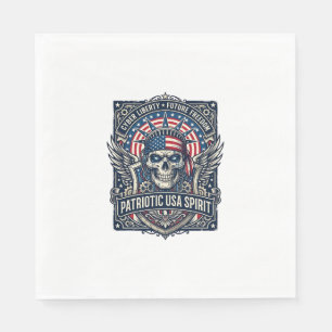 Servilleta De Papel Calavera Patriótica Ciber Libertad Futuro Ciberpun