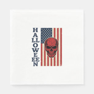 Servilleta De Papel Calavera Patriótica Vintage de Halloween Bandera E