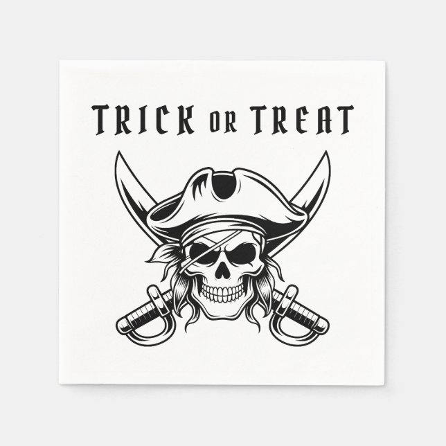 Servilleta De Papel Calavera Pirata Truco o Trato Halloween (Anverso)