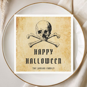 Servilleta De Papel Calavera Pirata Vintage & Huesos Halloween